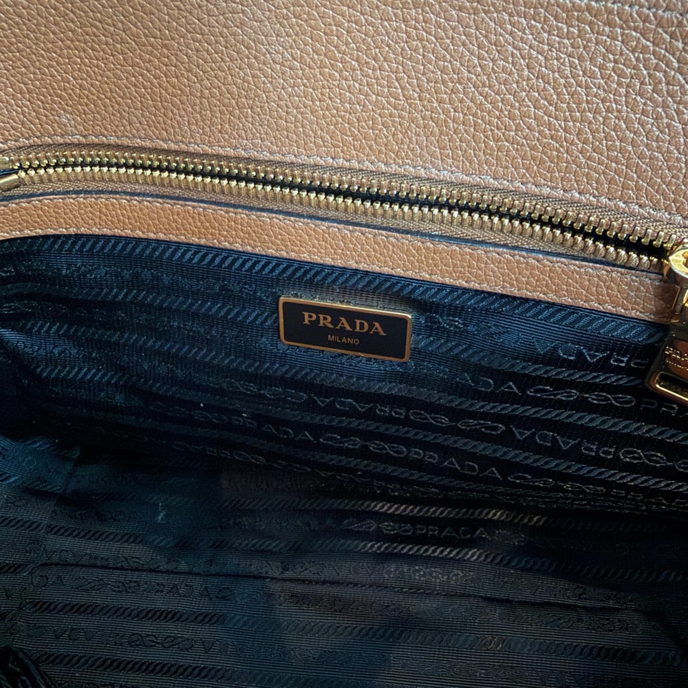 Authentic Prada Caramel Vitello Leather Satchel with Gold Hardware - Picture 8 of 9